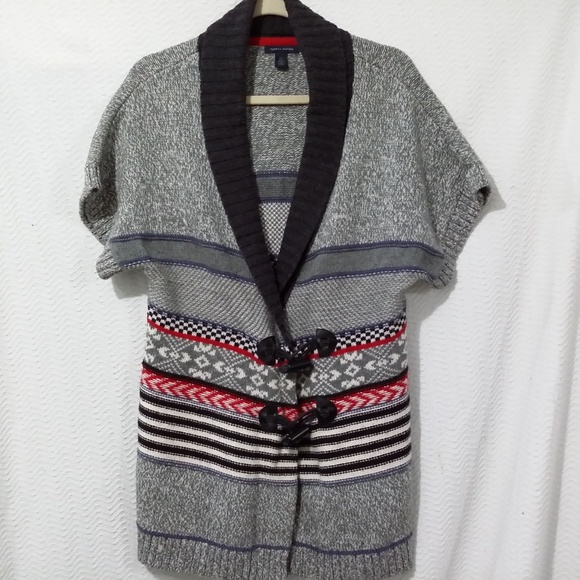 TOMMY HILFIGER  GREY MULTICOLOR SWEATER CARDIGAN S - Picture 3 of 8